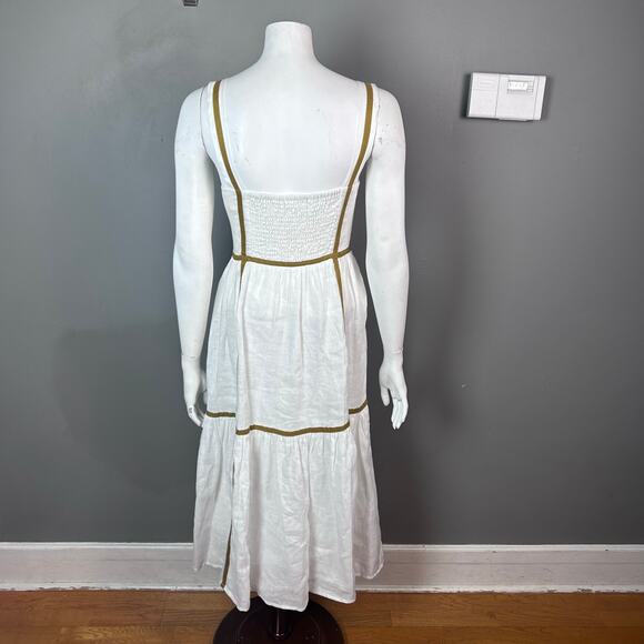 Sancia Revolve dress XS linen white Arcais Apron minimalist old money retro - Picture 6 of 12